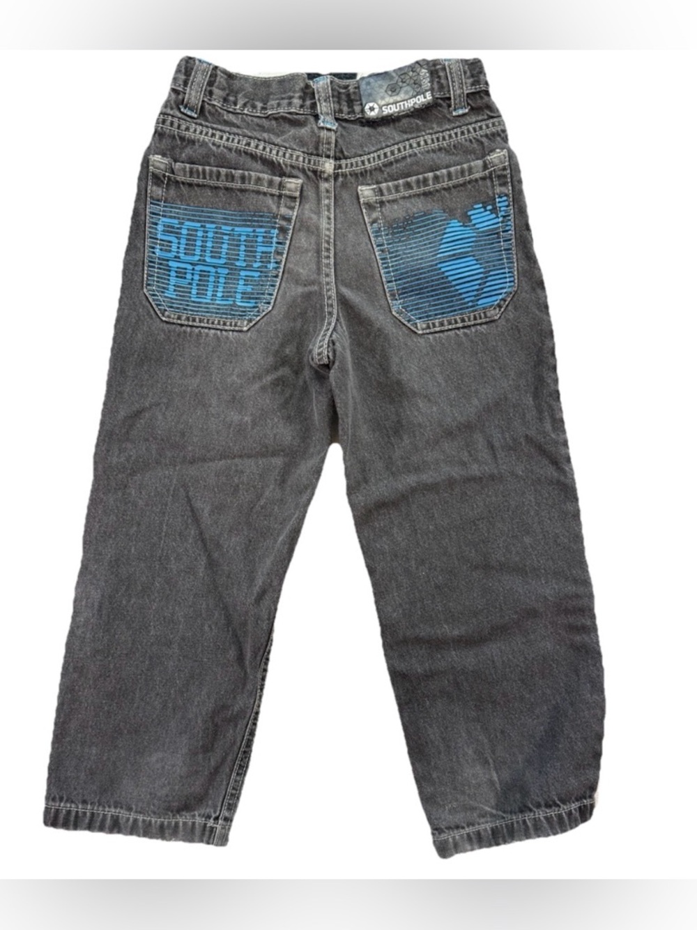 Vintage Southpole Jeans Boys' 7 Black Y2K Baggy Skater Hip Hop Skate Denim